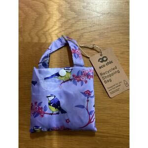 Eco Chic Recycled Shopping Bag Floral/ Birds Blue